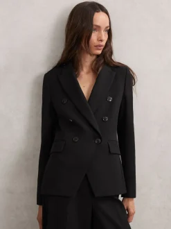 Noir - Blazer de costume Reiss Gabi à double boutonnage