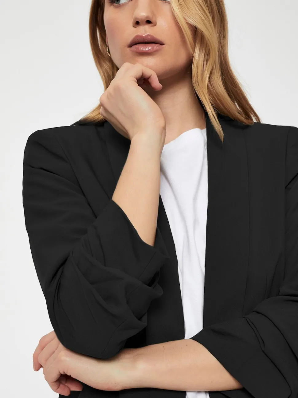 Noir - Blazer PIECES à manches froncées