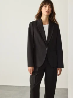 Noir - Blazer sculptant à simple boutonnage habillé