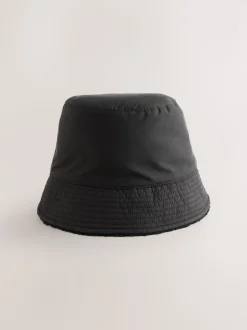 Noir - Bob réversible en peau de mouton/nylon