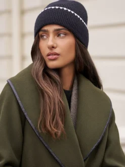 Noir - Bonnet Lipsy bordé de coutures