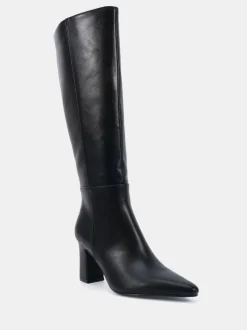 Noir - Bottes au genou à talon carré Gala à bout pointu Coupe large Novo