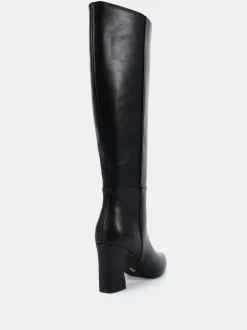 Noir - Bottes au genou à talon carré Gala à bout pointu Coupe large Novo