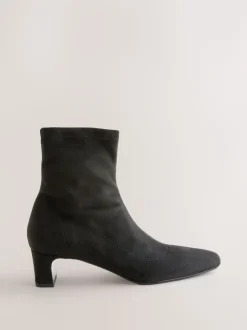 Noir - Bottes chaussettes à talon bloc et bout ciselé