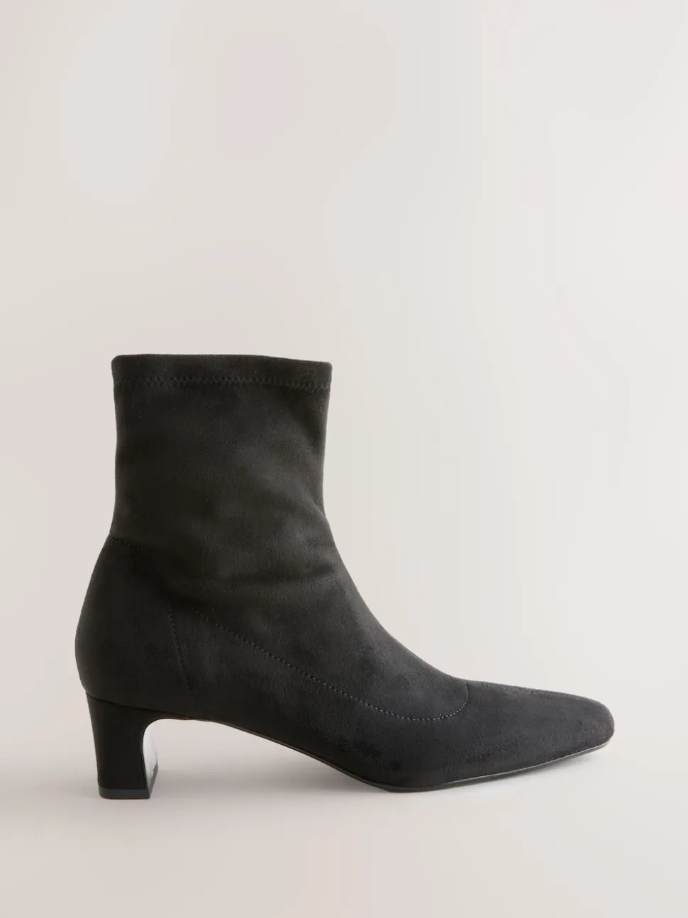 Noir - Bottes chaussettes à talon bloc et bout ciselé