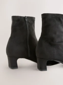 Noir - Bottes chaussettes à talon bloc et bout ciselé