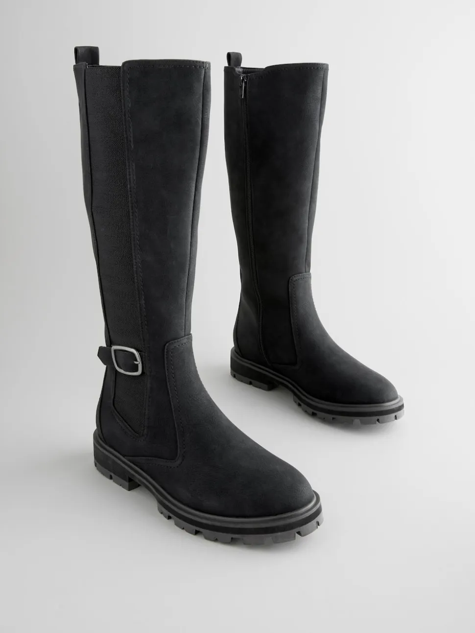 Noir - Bottes Chelsea à boucle hauteur des genoux