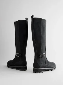 Noir - Bottes Chelsea à boucle hauteur des genoux