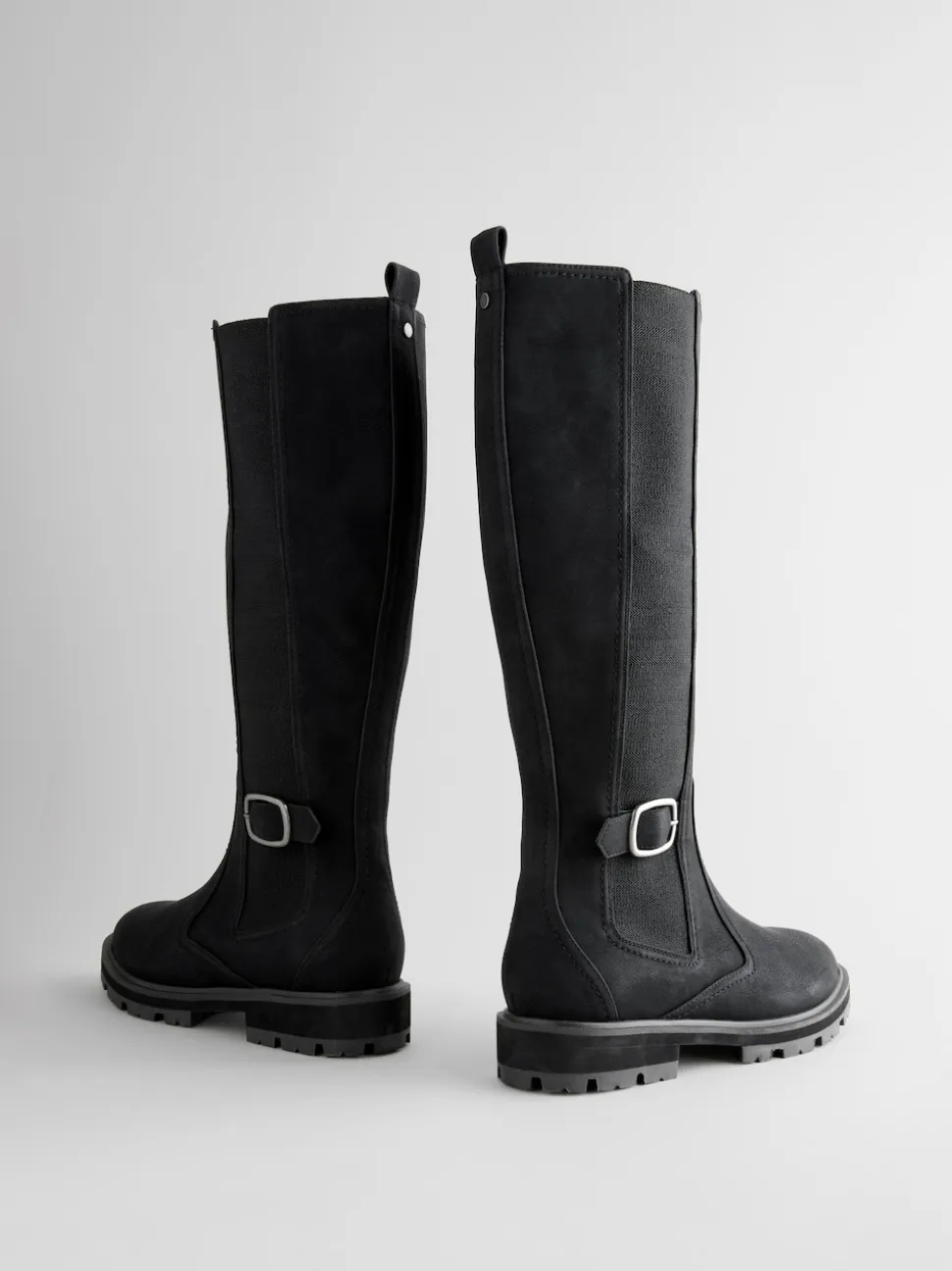 Noir - Bottes Chelsea à boucle hauteur des genoux