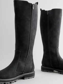 Noir - Bottes Chelsea à boucle hauteur des genoux