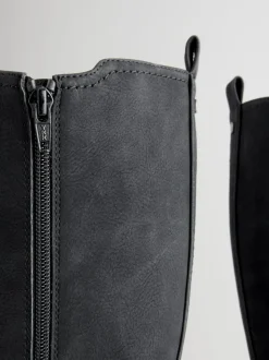 Noir - Bottes Chelsea à boucle hauteur des genoux