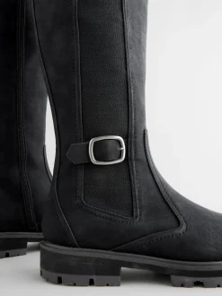Noir - Bottes Chelsea à boucle hauteur des genoux