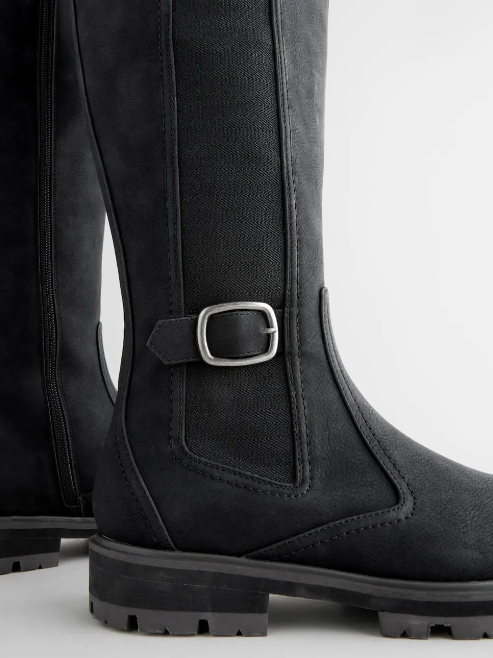 Noir - Bottes Chelsea à boucle hauteur des genoux
