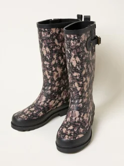Noir - Bottes de pluie imprimées en caoutchouc FatFace