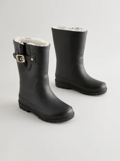 Noir - Bottes en caoutchouc avec doublure chaude