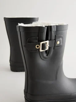 Noir - Bottes en caoutchouc avec doublure chaude
