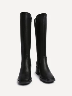 Noir - Bottes hautes Linzi Reason à talons carrés avec panneau extensible dans le dos