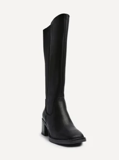 Noir - Bottes hautes Linzi Reason à talons carrés avec panneau extensible dans le dos