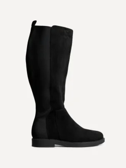 Noir - Bottes hautes Linzi coupe large en acier avec panneau extensible