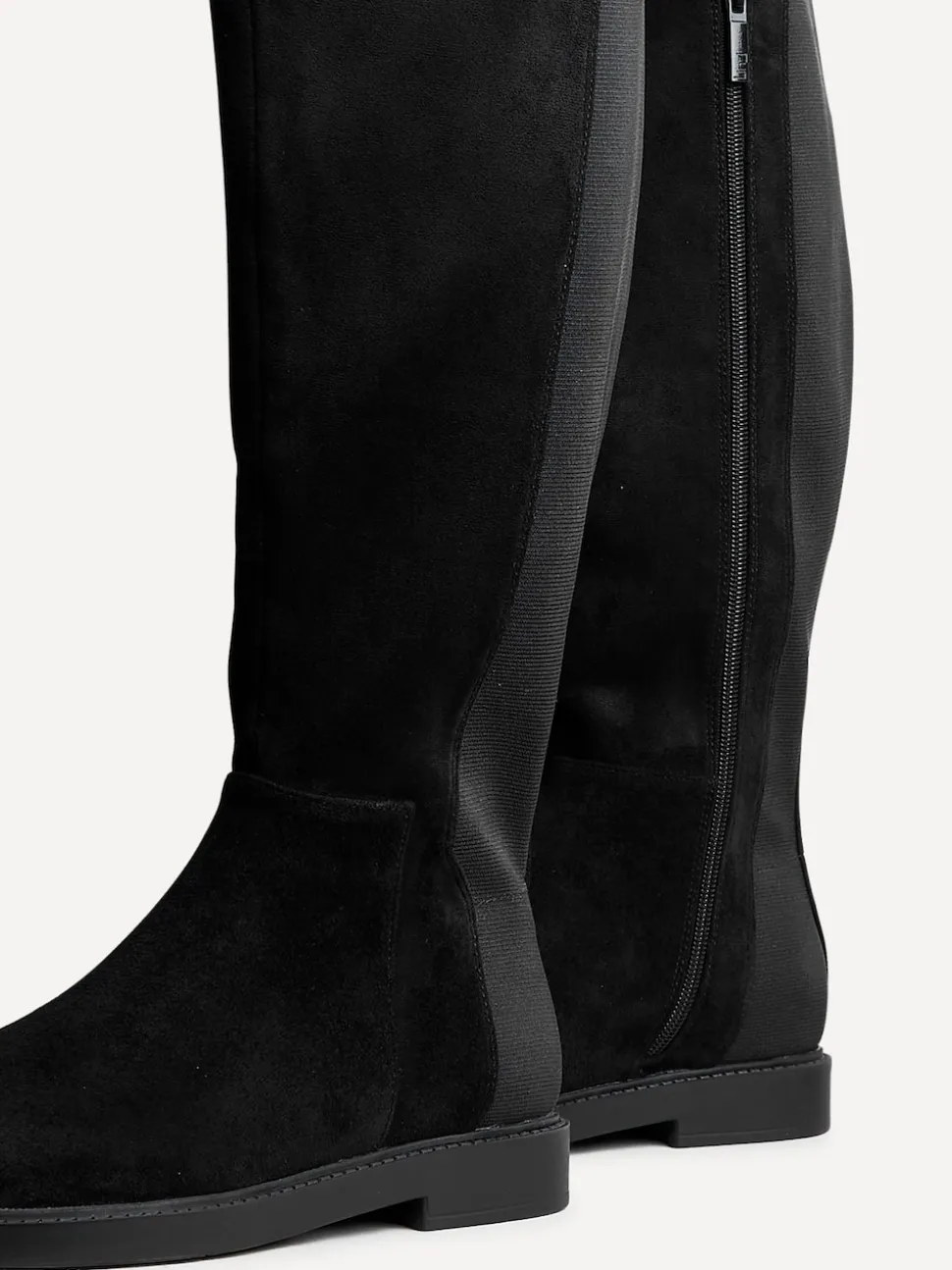 Noir - Bottes hautes Linzi coupe large en acier avec panneau extensible