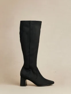 Noir - Bottes Linzi extensibles hauteur genou à talons carrés