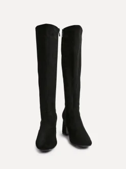 Noir - Bottes Linzi extensibles hauteur genou à talons carrés