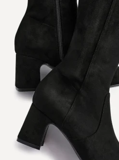 Noir - Bottes Linzi extensibles hauteur genou à talons carrés