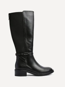 Noir - Bottes Linzi Power hautes avec panneau latéral extensible et détail de boucle