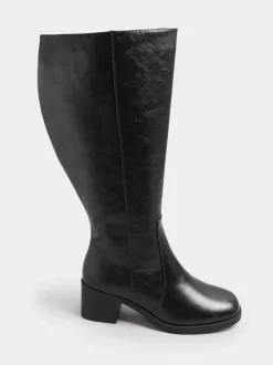 Noir - Bottes Yours Curve Coupe large à bout carré et genou
