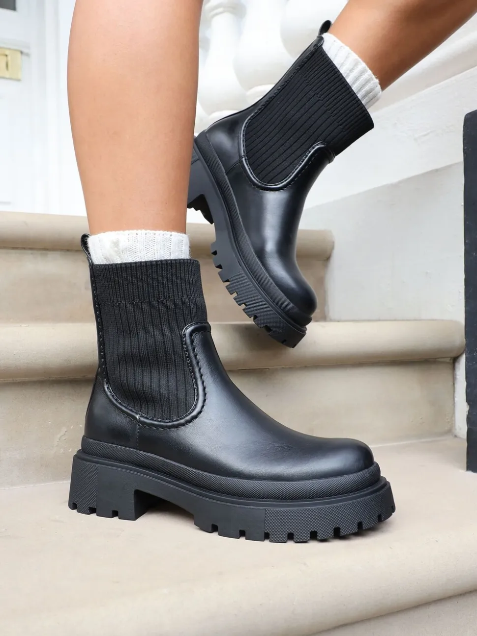 Noir - Bottes/Bottines chaussettes Simmi London Jirra