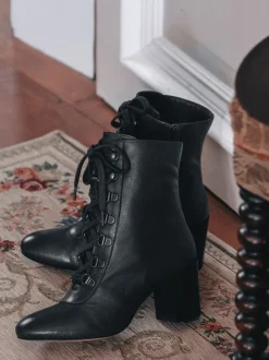 Noir - Bottines à talons Liana pour femme à lacets