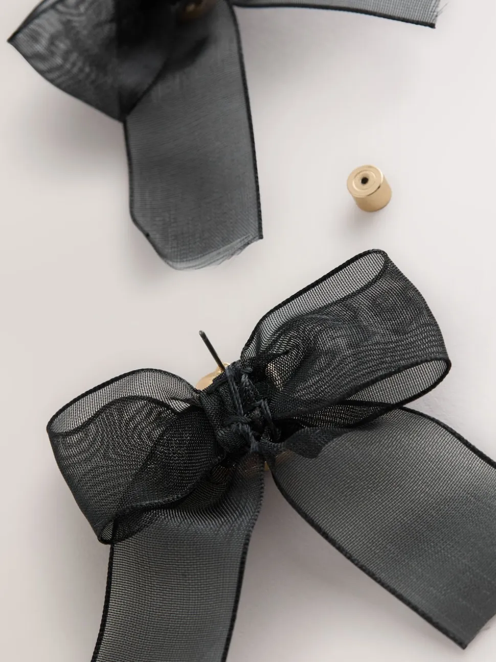 Noir - Boucles d’oreilles à nœud en organza