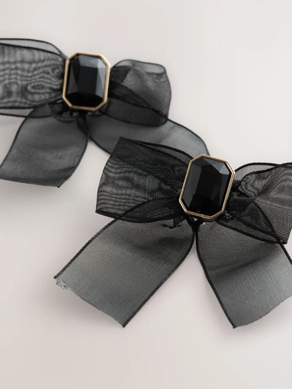 Noir - Boucles d’oreilles à nœud en organza