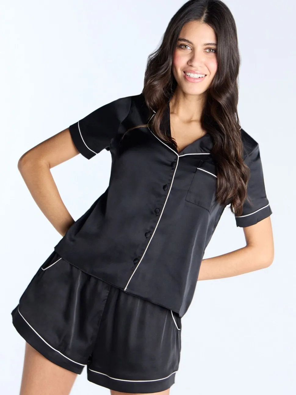 Noir - Boux Avenue Luxe pyjama short en satin