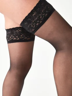 Noir - Bretelles en dentelle résistantes à l'échelle 15 Denier Hold-Ups