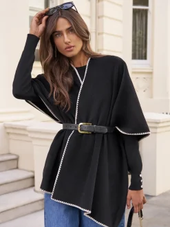 Noir - Cape Lipsy à bordures Whipstitch