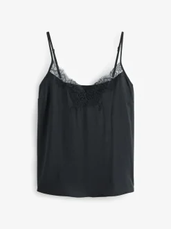 Noir - Caraco à bretelles et bordures Dentelle