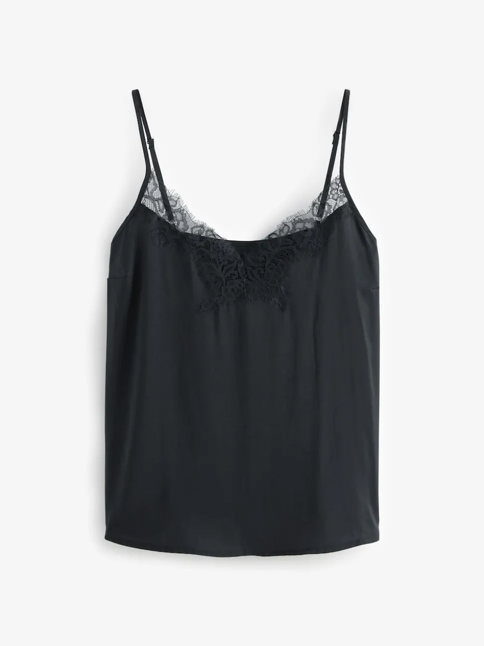 Noir - Caraco à bretelles et bordures Dentelle