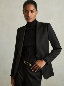 Noir - Ceinture à boucle ovale en cuir Reiss Evelina