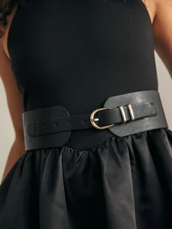 Noir - Ceinture de corset en PU