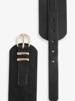 Noir - Ceinture de corset en PU