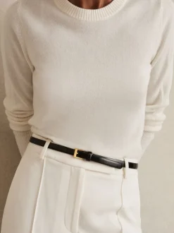 Noir - Ceinture fine en cuir Reiss Holly