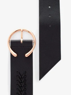 Noir - Ceinture large avec détails en tresse