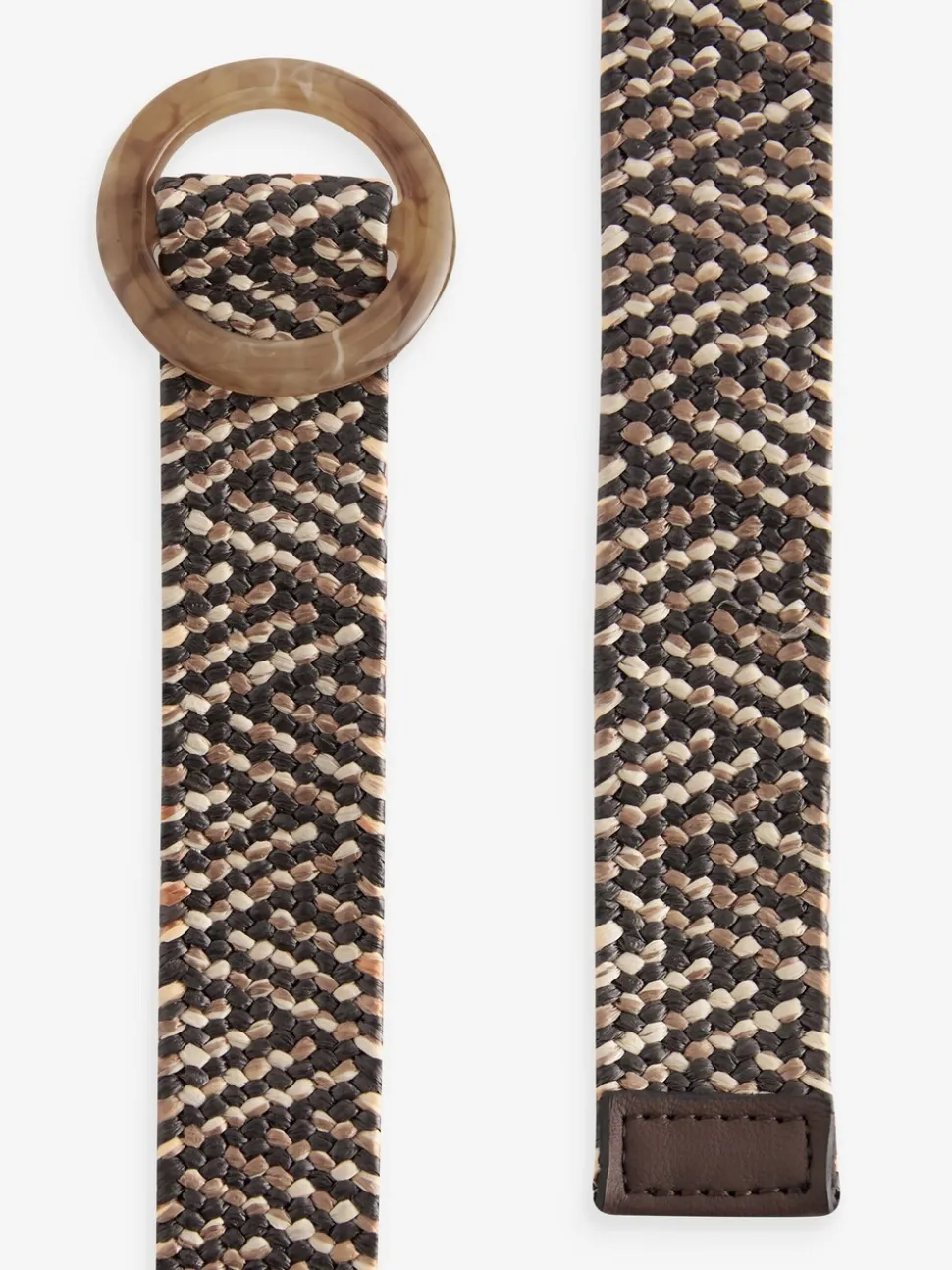 Noir - Ceinture large effet raphia à boucle carrée