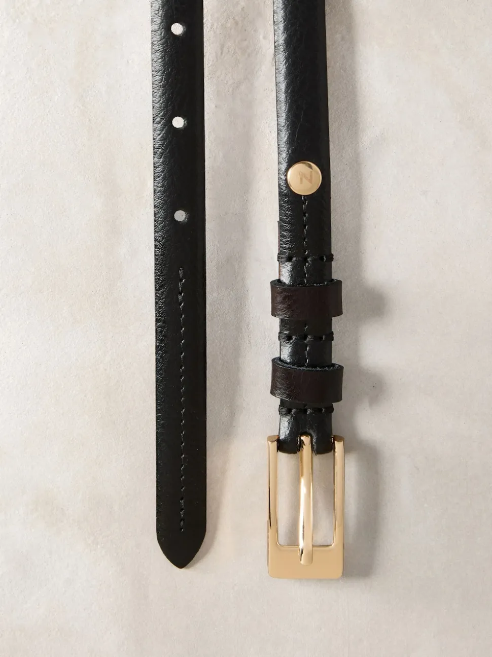 Noir - Ceinture N. Premium Skinny Made In Italie en Cuir