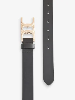 Noir - Ceinture Regular Statement en cuir à boucle