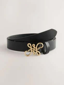 Noir - Ceinture Regular Statement en cuir à boucle