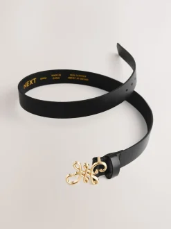 Noir - Ceinture Regular Statement en cuir à boucle