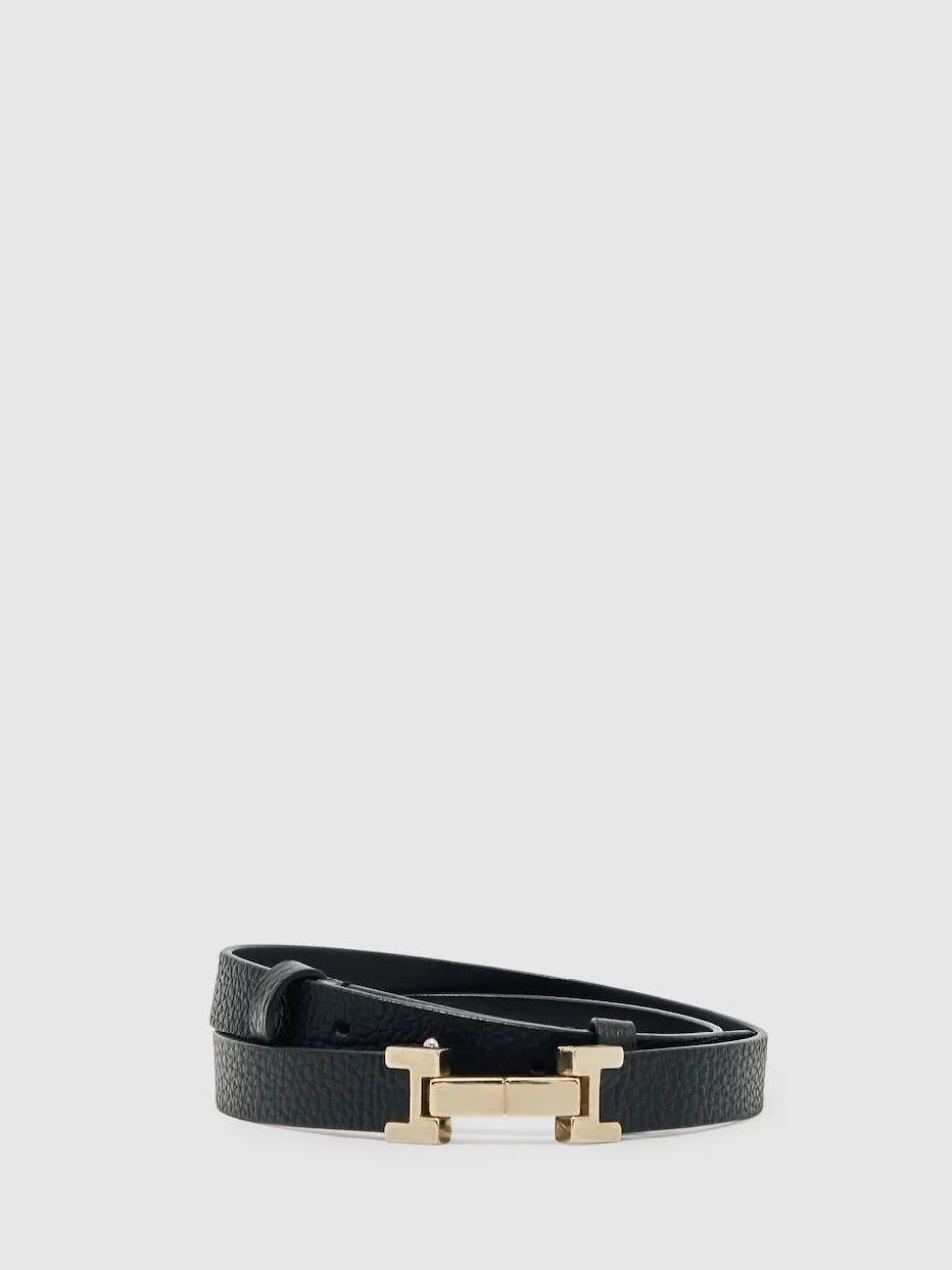 Noir - Ceinture REISS Hayley en cuir à charnières carrées