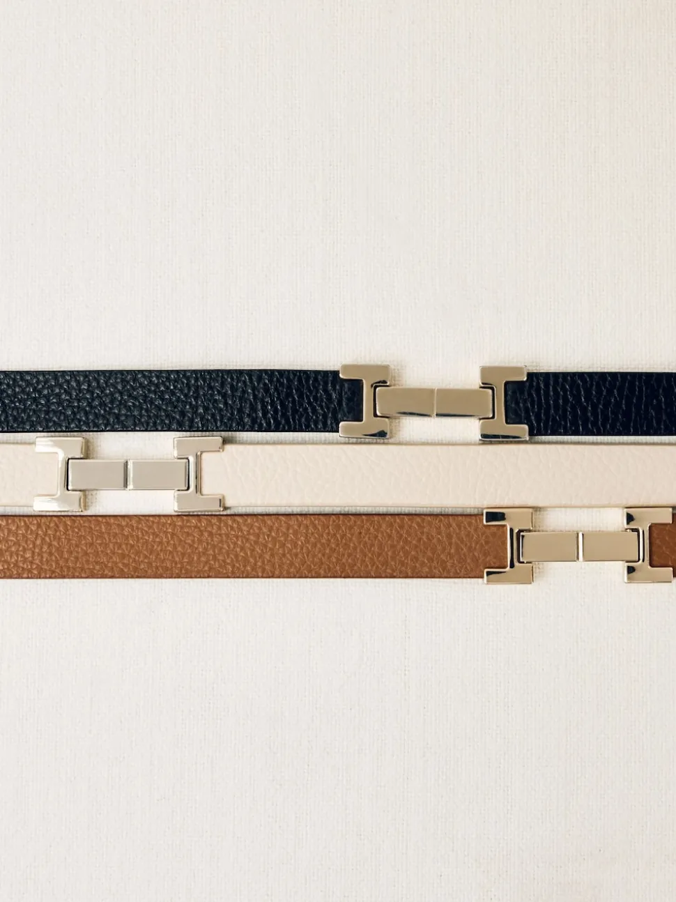 Noir - Ceinture REISS Hayley en cuir à charnières carrées